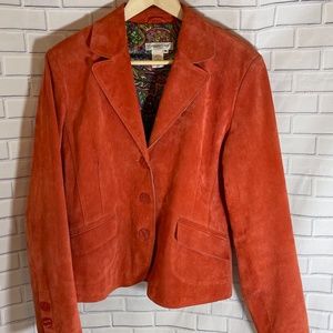 Coldwater Creek Orange Suede Blazer Jacket Sz M